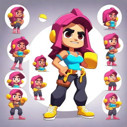 Create an original female character for the game Brawl Stars, named BrawlCarlos