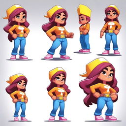 Create an original female character for the game Brawl Stars, named BrawlCarlos