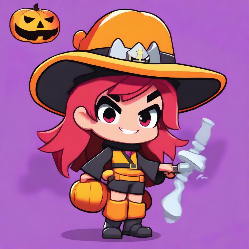 A Brawl Stars girl character designed for Brawloween named HaroldBrawlson