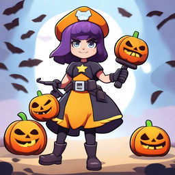 A Brawl Stars girl character designed for Brawloween named HaroldBrawlson