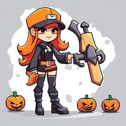 A Brawl Stars girl character designed for Brawloween named HaroldBrawlson