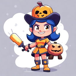 A Brawl Stars girl character designed for Brawloween named HaroldBrawlson