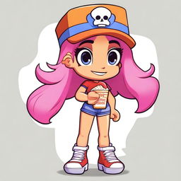 Create a Brawl Stars-style girl character named Zoe who is themed around a movie theater