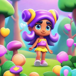 Create a Brawl Stars girl character named Candy set in an enchanted woods