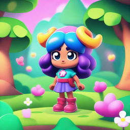 Create a Brawl Stars girl character named Candy set in an enchanted woods