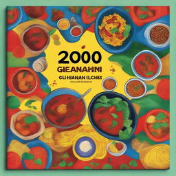 Design a vibrant and colorful book cover for a cookbook titled '20 Ghanaian Dishes'