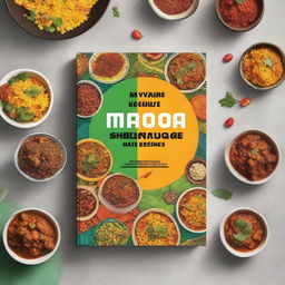 Design a vibrant and eye-catching book cover for a cookbook titled 'Make 20 Ghanaian Dishes'