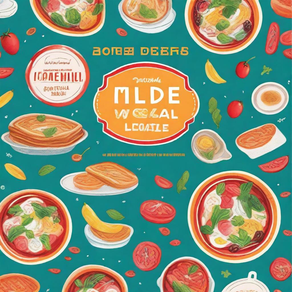 Design a vibrant and eye-catching book cover for a cookbook titled 'Make 20 Local Dishes'