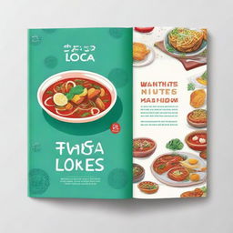 Design a vibrant and eye-catching book cover for a cookbook titled 'Make 20 Local Dishes'