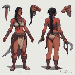 Create a portrait of a Saurian barbarian woman