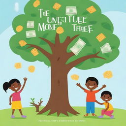 Create a cover for a book named 'The Money Tree' which has 100+ activities for Indian children to introduce them to personal financing