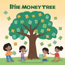 Create a cover for a book named 'The Money Tree' which has 100+ activities for Indian children to introduce them to personal financing