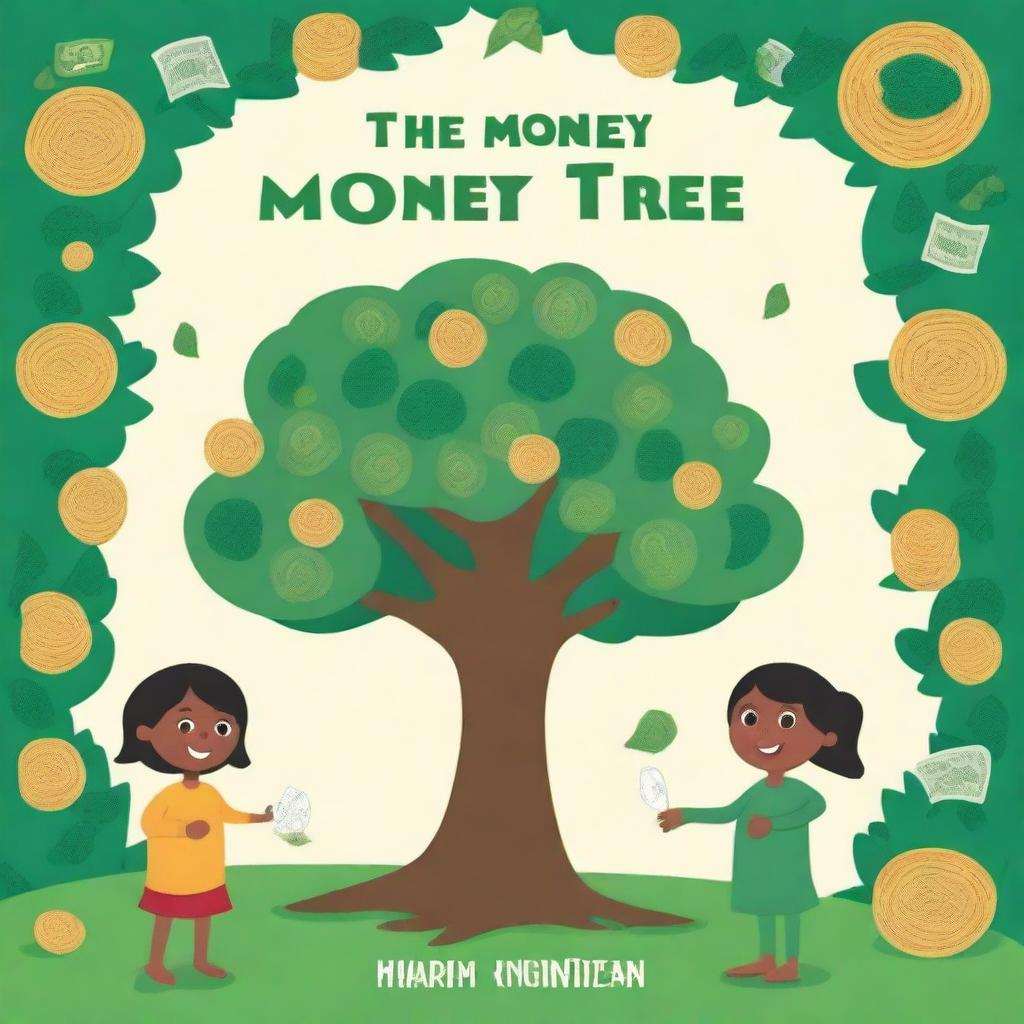 Create a cover for a book named 'The Money Tree' which has 100+ activities for Indian children to introduce them to personal financing