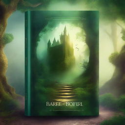 Create a captivating book cover featuring a mystical forest with a hidden path leading to an ancient castle