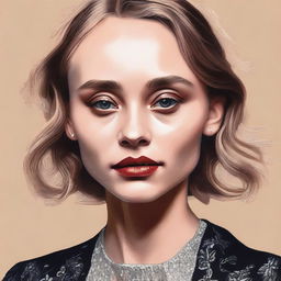 A detailed portrait of Lily-Rose Depp, capturing her elegant and sophisticated demeanor