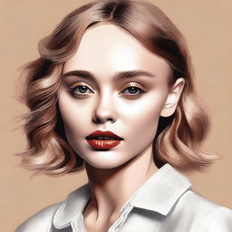 A detailed portrait of Lily-Rose Depp, capturing her elegant and sophisticated demeanor