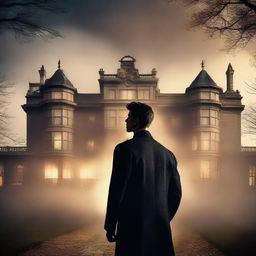 A movie poster for 'The Inheritance Games' featuring a grand, luxurious mansion in the background, shrouded in mist