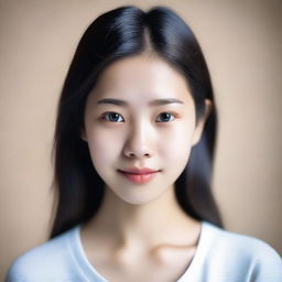 A portrait of an Asian girl with a serene expression