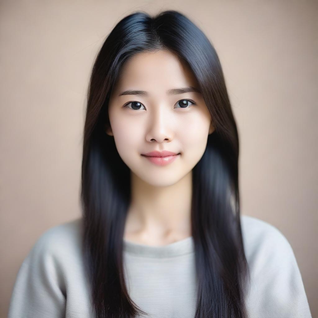 A portrait of an Asian girl with a serene expression