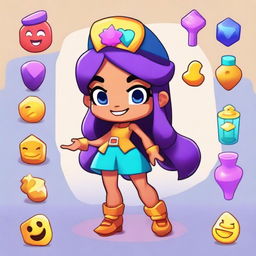 Create a Brawl Stars girl character named Luas, inspired by Tara's Bazaar