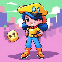 Create a female character for the game Brawl Stars, inspired by the 'Welcome to Starr Park' theme