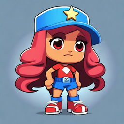 Create a female character for the game Brawl Stars, inspired by the 'Welcome to Starr Park' theme