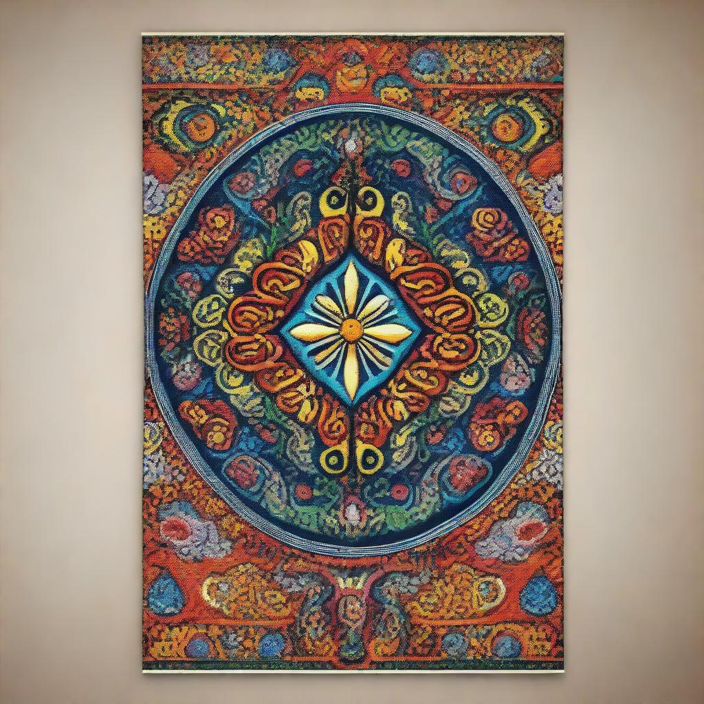 A poster featuring traditional Ukrainian ornaments and patterns