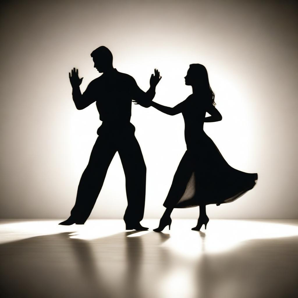 The shadows of a man and woman dancing elegantly