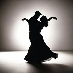 The shadows of a man and woman dancing elegantly