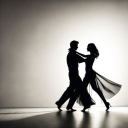 The shadows of a man and woman dancing elegantly