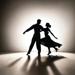 The shadows of a man and woman dancing elegantly