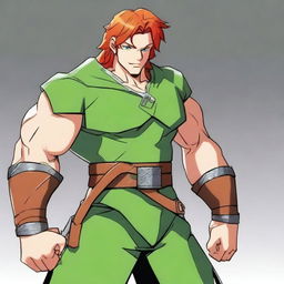 A tall, muscular redhead with green eyes and tan skin, named Jack Thunderstorm from the ice tribe