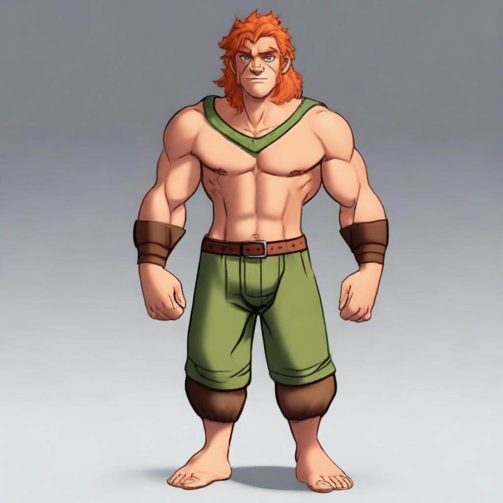 A tall redhead with green eyes and tan skin, named Jack Thunderstorm from the ice tribe
