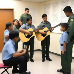 A beginner guitar course at the Military Police School