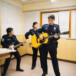 A beginner guitar course at the Military Police School