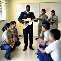 A beginner guitar course at the Military Police School