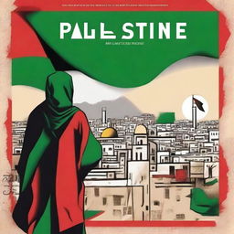 Create a captivating graphic novel cover for a book on Palestine