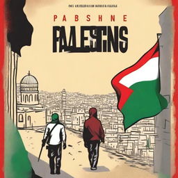 Create a captivating graphic novel cover for a book on Palestine