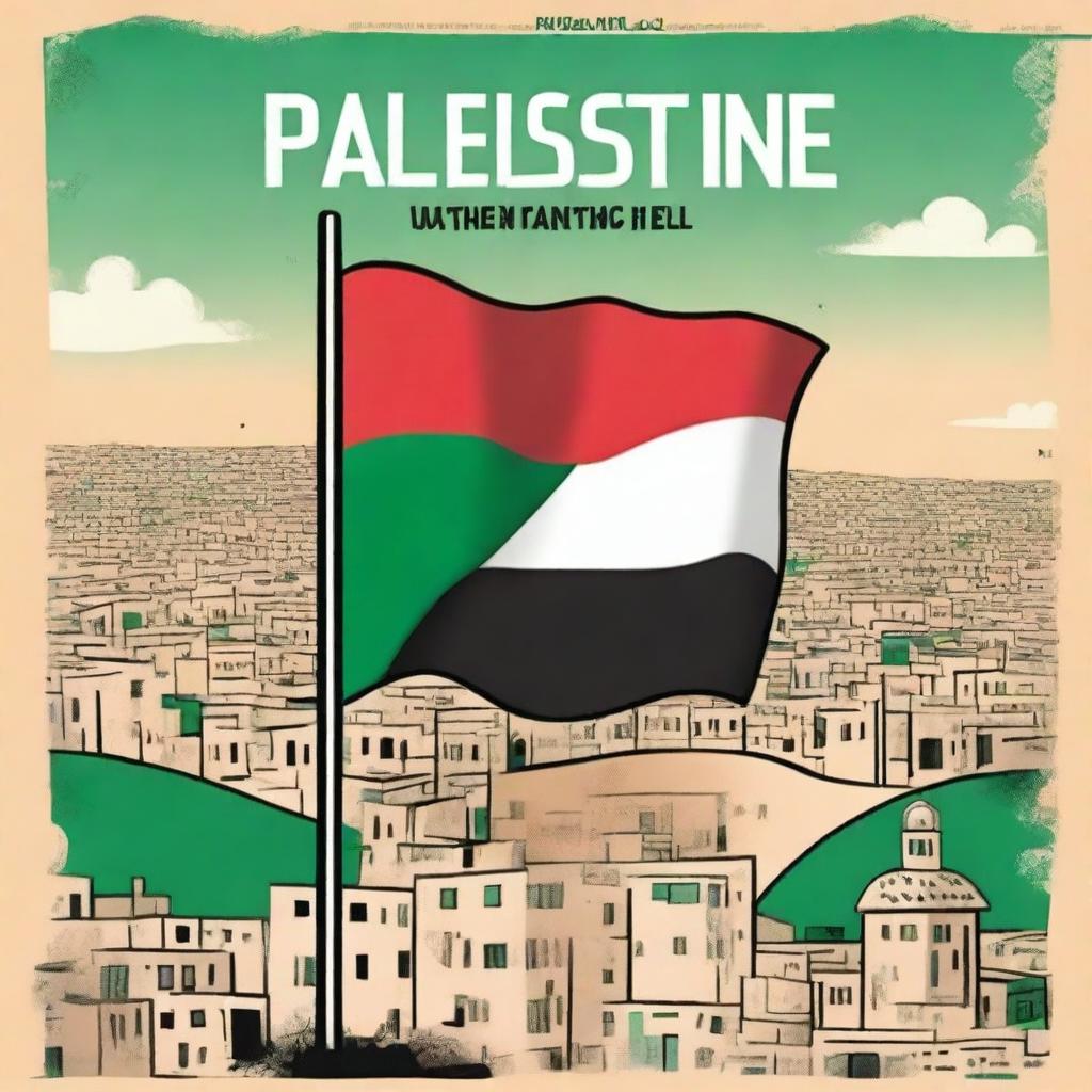 Create a captivating graphic novel cover for a book on Palestine