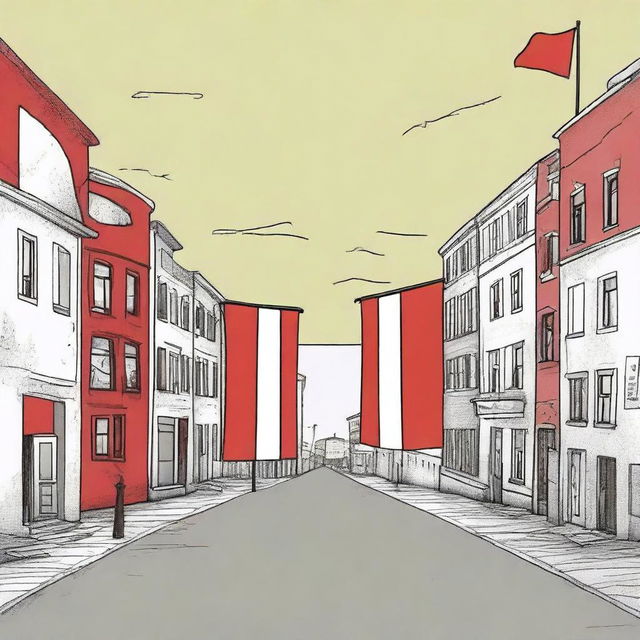 Design a graphic novel cover that depicts the split between Denmark and Palestine