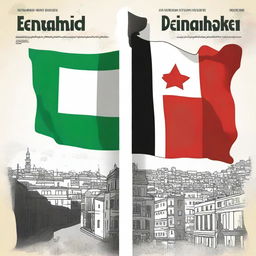 Design a graphic novel cover that depicts the split between Denmark and Palestine