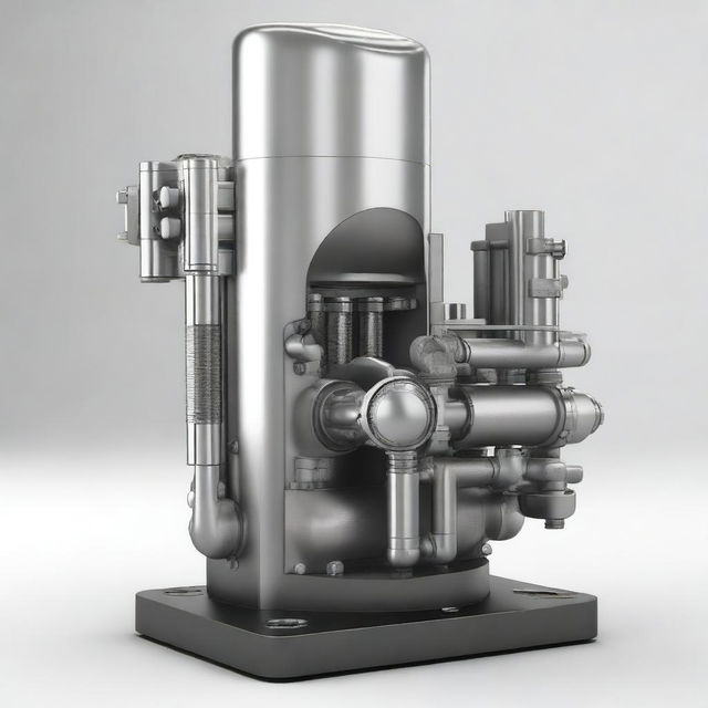 Create a detailed rendering of the Fugastation pump, showcasing its intricate design and mechanical components