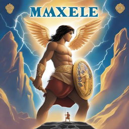 A book cover for 'Max y el Olimpo: La Búsqueda del Escudo de Zeus'