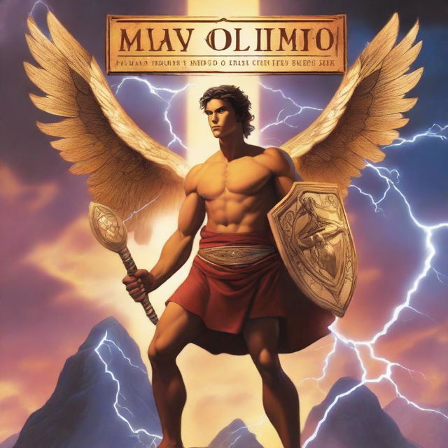 A book cover for 'Max y el Olimpo: La Búsqueda del Escudo de Zeus'