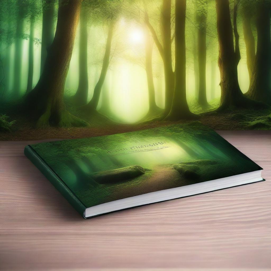 Create a captivating book cover with an enchanting forest scene