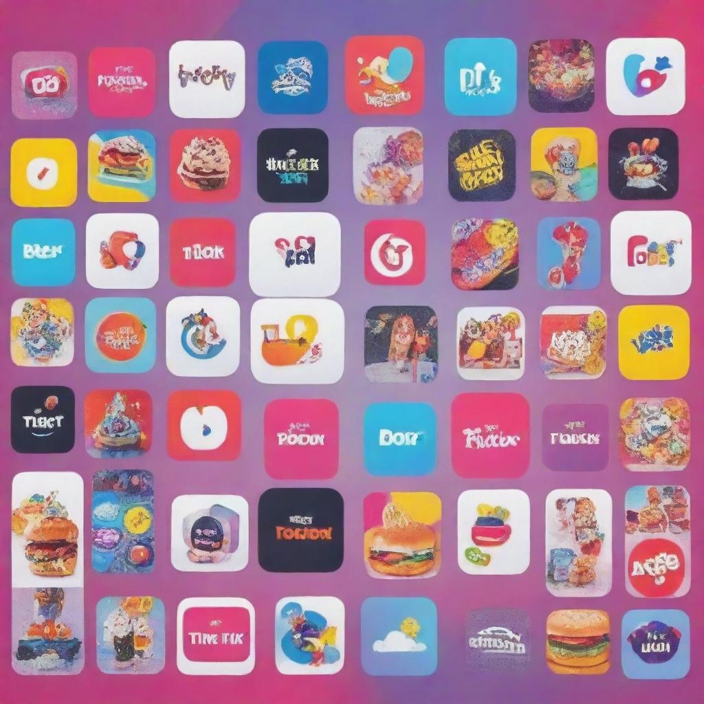 A vibrant TikTok profile image for 'promos.da.internet', displaying an array of diverse product deals using logos, icons, and enticing graphics that convey trust and excitement, designed to maximize engagement.