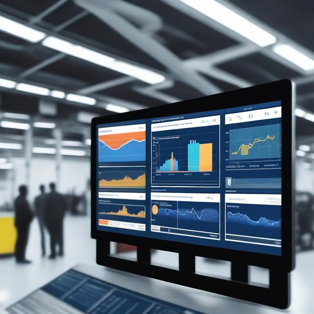 A machine downtime dashboard displayed on a large screen in a production floor