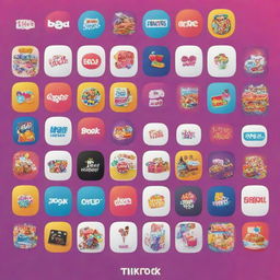 A vibrant TikTok profile image for 'promos.da.internet', displaying an array of diverse product deals using logos, icons, and enticing graphics that convey trust and excitement, designed to maximize engagement.