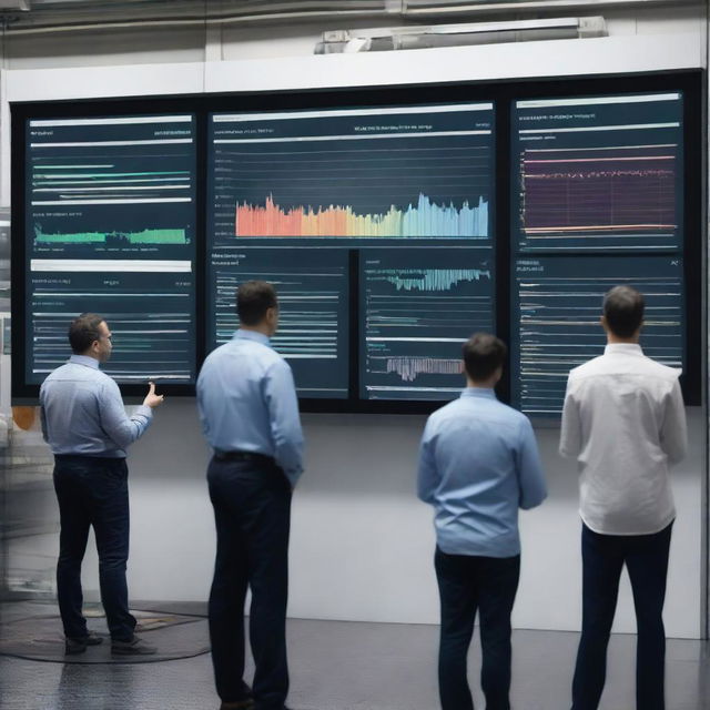 A machine downtime dashboard displayed on a large screen in a production floor