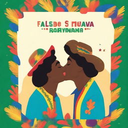 Create a book cover featuring two men kissing at a Festa Junina